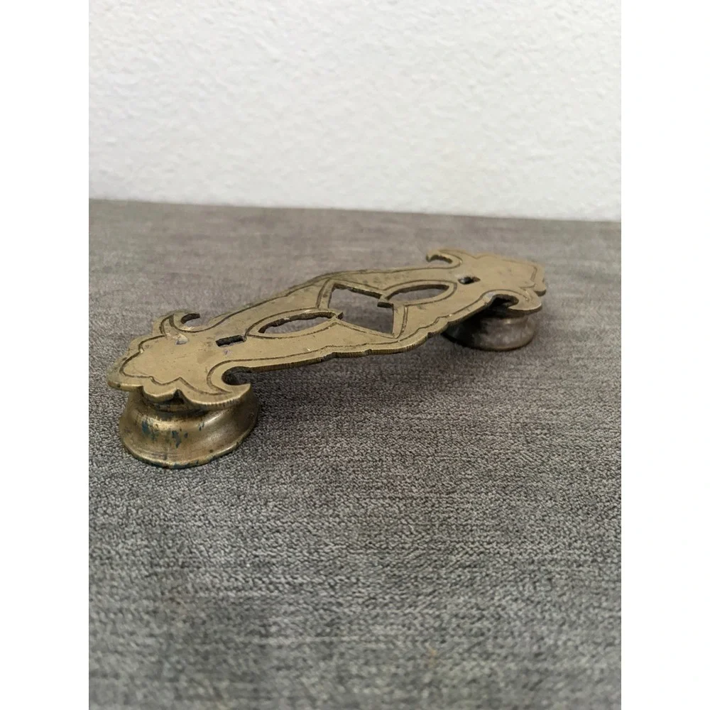 Brass Antique Vintage Dresser Drawer Pull Handle ? Backplate or Escutcheon